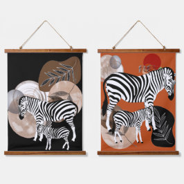 Boho Bohemian Wall Art Zebra Canvas Moeder Kind Hangend Wandkleed