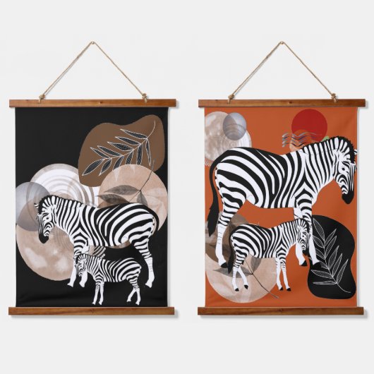 Boho Bohemian Wall Art Zebra Canvas Moeder Kind Hangend Wandkleed (Dubbel)