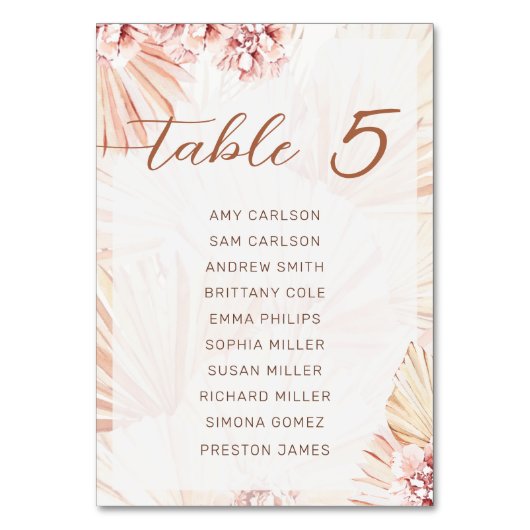 Boho Bohemian Wedding Beige Pampas Grass Modern Kaart (Voorkant)