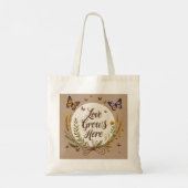 Boho Bohemian Wildflowers, vlinders, tarwe Tote Bag (Achterkant)