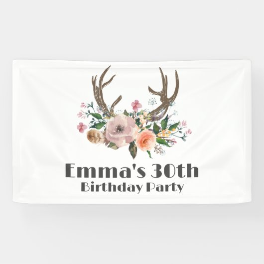 boho, bohemien herten, gewei herten Banner (Horizontaal)