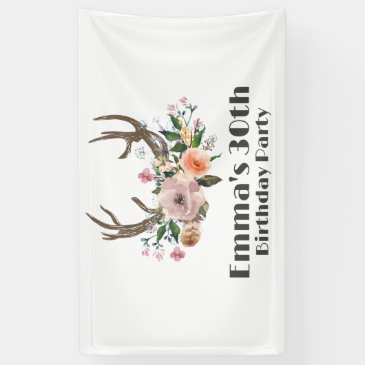 boho, bohemien herten, gewei herten Banner (Verticaal)