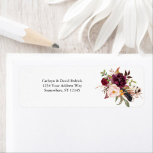 Boho Bold Bourgondië Navy Floral Wedding Etiket