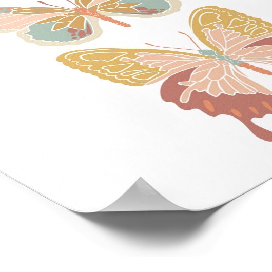 Boho Bold Butterfly Butterflies Girl Nursery Art Poster (Hoek)