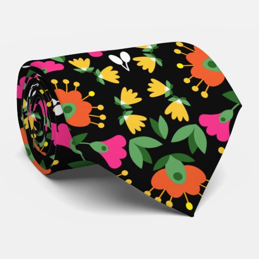 Boho Bold Floral Trivet Stropdas (Opgerold)