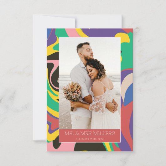 Boho Bold Kleurrijke bruiloft Bedankkaart (Voorkant)