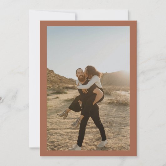 Boho bold names retro 2 foto's bruiloft terracotta kaart (Achterkant)