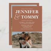 Boho bold names retro 2 foto's bruiloft terracotta kaart (Voorkant / Achterkant)