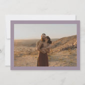 Boho bold names retro 3 foto's bruiloft paars kaart (Achterkant)