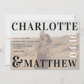 Boho bold noemt zwarte witte foto trouwfoto kaart (Voorkant)