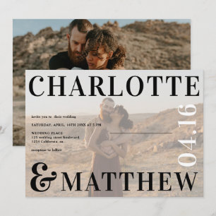 Boho bold noemt zwarte witte foto trouwfoto kaart