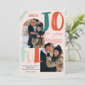 Boho bold script 2 foto's boogaardig kerstfeest feestdagenkaart (Staand voorkant)