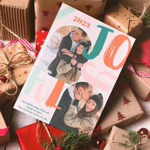 Boho bold script 2 foto's boogaardig kerstfeest feestdagenkaart