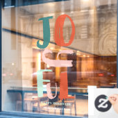 Boho bold script Joyful Kerstletters Raamsticker (Cafe Raam)