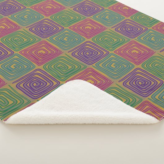 Boho Bold Spiral Squares Sherpa Blanket Deken (3/4)