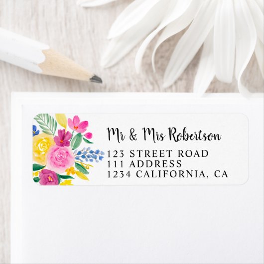 Boho bold spring roze gele bloemen chic bruiloft etiket (Insitu)