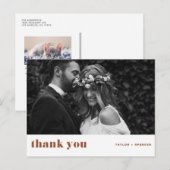 Boho Bold Typography Terracotta Wedding Dankuwel Briefkaart (Voorkant / Achterkant)