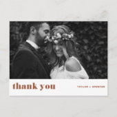 Boho Bold Typography Terracotta Wedding Dankuwel Briefkaart (Voorkant)