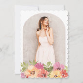 Boho Bold Waterverf Bloemen Foto Afstudeerfeest Kaart (Achterkant)