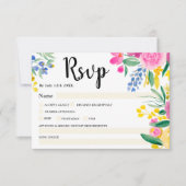 Boho bold wild bloemen veer roze rsvp bruiloft kaart (Voorkant)