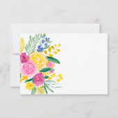Boho bold wild bloemen veer roze rsvp bruiloft kaart (Achterkant)