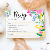 Boho bold wild bloemen veer roze rsvp bruiloft kaart