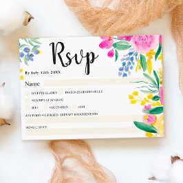 Boho bold wild bloemen veer roze rsvp bruiloft kaart