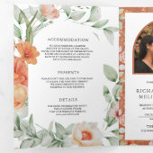 Boho Boog Aardse Bloemen QR Code Bruiloft Drieluik Uitnodiging (Binnenzijde eerst)