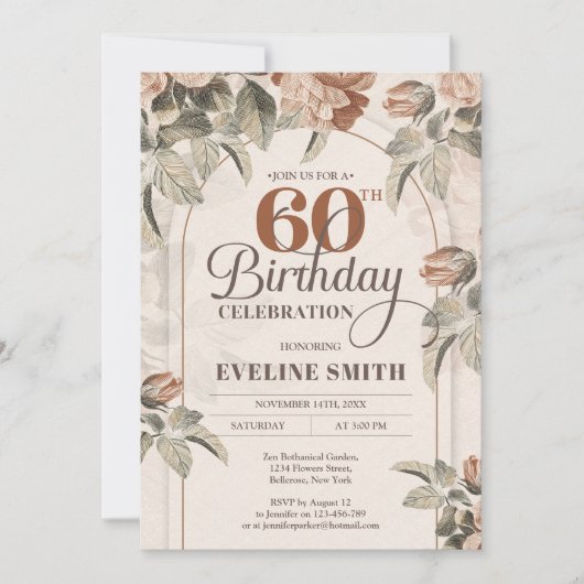 Boho boog  aardse kleuren bloemensalie kaart (Voorkant)