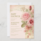 Boho Boog Antieke Rozen Baby Shower Kaart (Voorkant)