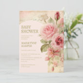 Boho Boog Antieke Rozen Baby Shower Kaart (Staand voorkant)
