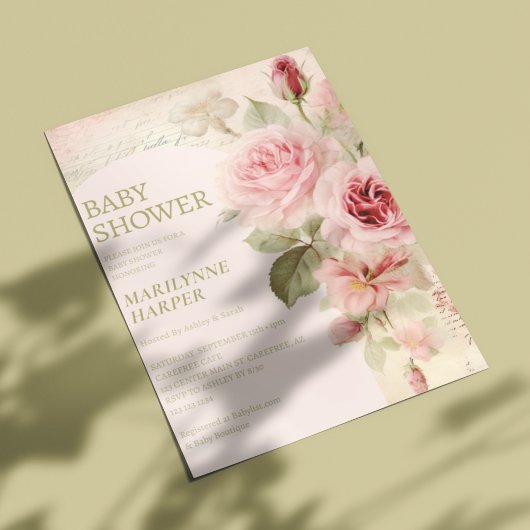 Boho Boog Antieke Rozen Baby Shower Kaart