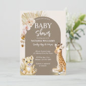 Boho-boog babyshower-uitnodiging voor dierentuin kaart (Staand voorkant)