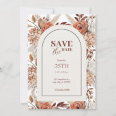 Boho Boog Bloem Aardewerk Herfst Save The Date Kaart (Voorkant)
