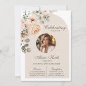 Boho Boog Bloemrijke Rouwdienst Aankondiging (Voorkant)