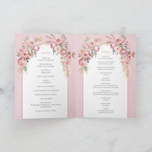 Boho boog blozende pioenrozen pampagras programma (Binnen)