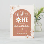 Boho Boog Daisy Wilde Eerste Verjaardag Kaart (Staand voorkant)