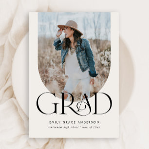 Boho Boog Eenvoudige Afstudeerfoto met Drie Foto's Kaart
