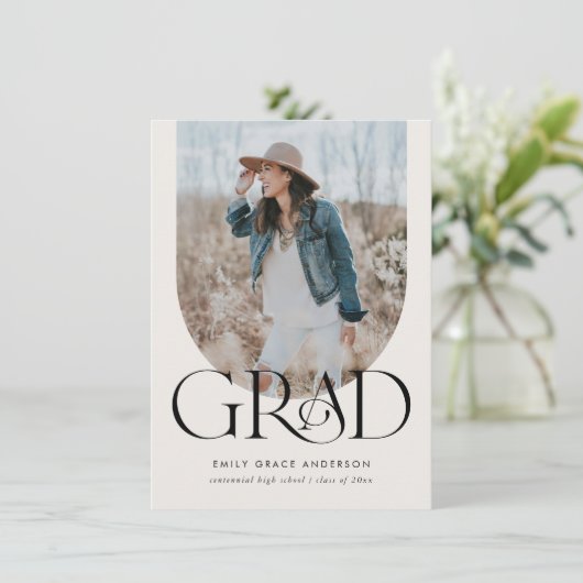 Boho Boog Eenvoudige Afstudeerfoto met Drie Foto's Kaart (Staand voorkant)