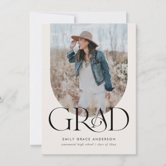 Boho Boog Eenvoudige Afstudeerfoto met Drie Foto's Kaart (Voorkant)