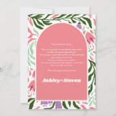 Boho boog en retro bloemen bruiloft foto bedankkaart (Achterkant)