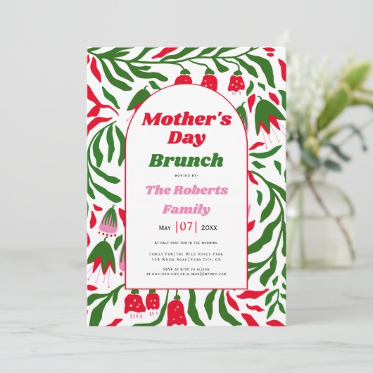 Boho boog folklore Moederdag brunch Kaart (Staand voorkant)