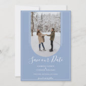 Boho Boog Foto Save the Date | Stof Blauw (Voorkant)