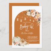 Boho Boog Herfst Pompoen BabyQ Baby Shower Kaart (Voorkant / Achterkant)