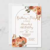 Boho Boog Herfst Pompoen Verjaardag 30e Feest Kaart (Voorkant)