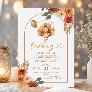 Boho-boog herfst verjaardag bloemen uitnodiging