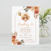 Boho-boog herfst verjaardag bloemen uitnodiging (Staand voorkant)
