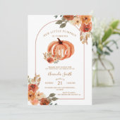Boho boog herfst verjaardag bloemen uitnodiging (Staand voorkant)