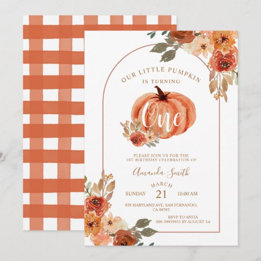 Boho boog herfst verjaardag bloemen uitnodiging (Voorkant / Achterkant)