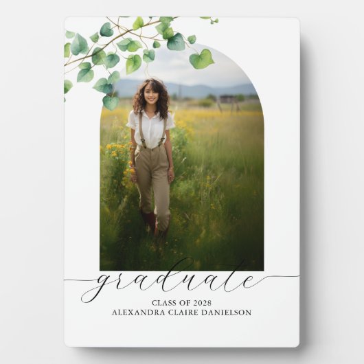 Boho boog Ivy, witte tafelblad Ezel Fotoplaat (voorkant)